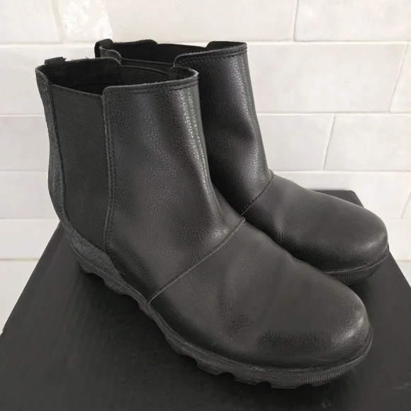 Sorel Joan of Arctic Leather Waterproof Wedge Ankle Boot Size Youth 5/Womens 6 - Picture 2 of 9